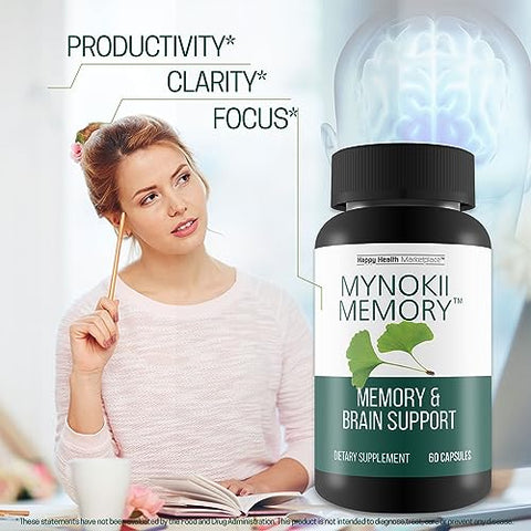 Happy Health Marketplace - Mynokii Memory – Suplemento Cerebral Nootrópico – Memória – 60 cápsulas