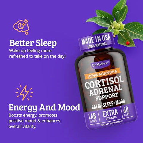 Redutor de Cortisol – Fórmula Poderosa para Reduzir o Estresse – 60 cápsulas - Dr. Matthew