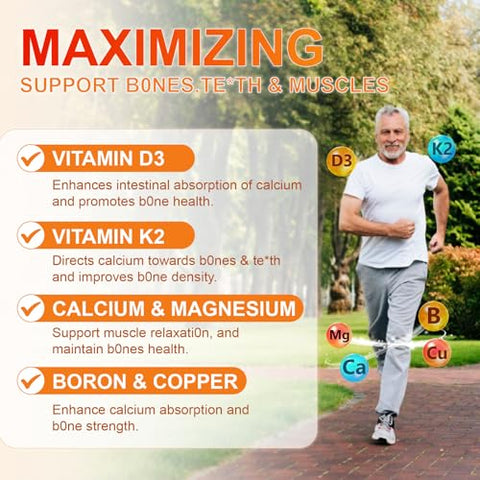 Maennyliy - Calcium 1200 mg com Vitamina D3 Gummies para Adultos – Citrato de Cálcio com Vitamina D3 K2, Magnésio, Zinco, Boro, Cobre e Ashwagandha – Suplemento de Cálcio de Absorção Extra para