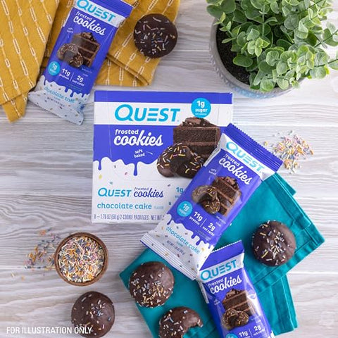 Frosted Cookies Twin Pack – Bolo de Chocolate, 1g Açúcar, 11g Proteína, 2g Carboidratos Líquidos, Sem Glúten, 16 Cookies - Quest Nutrition