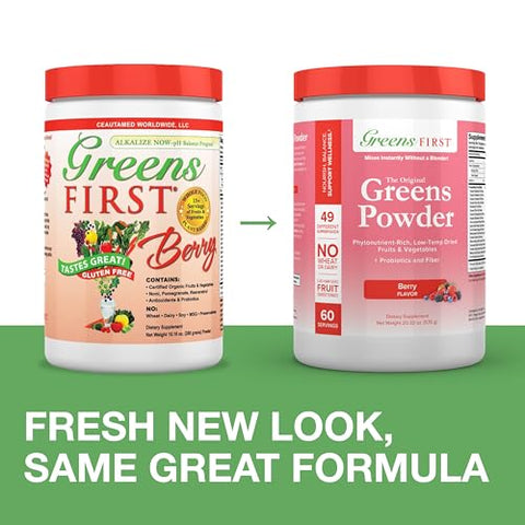 Berry – 60 Porções – Pó de Superfood com 49 Superalimentos e 15 Frutas Orgânicas – Marca Greens First - Greens First