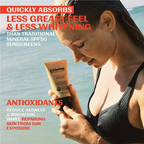 Thrive Natural Care - Protetor Solar Thrive Reef Safe SPF50 – Hawaii 104 Compatível com Recifes – Protetor Solar Mineral Não-Nano Óxido de Zinco – Vegano, (165 ml (1 unidade))