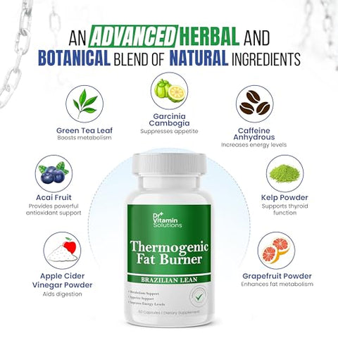 DR VITAMIN SOLUTIONS - Dr Vitamin Queimador de Gordura Termogênico Brazilian Lean, Vitaminas para Perda de Peso, Redutor de Cintura