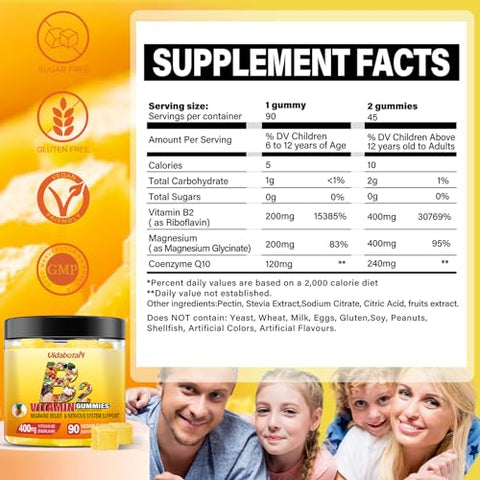 vidabotan - Vitaminas B2 Gummies – Riboflavina 400mg com Magnésio | Marca: Primeiro