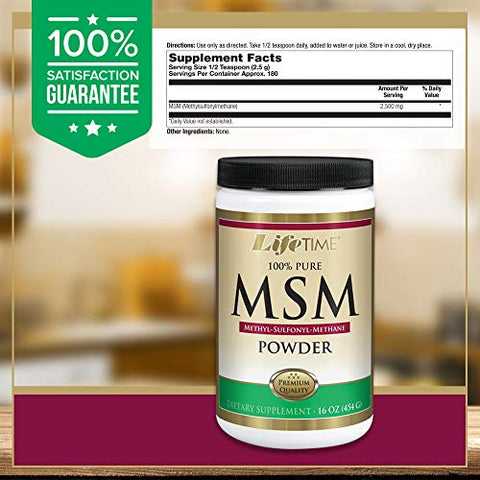 LIFETIME - 100% Puro MSM em Pó | Suporte para Articulações Saudáveis | MSM em Pó | 100g