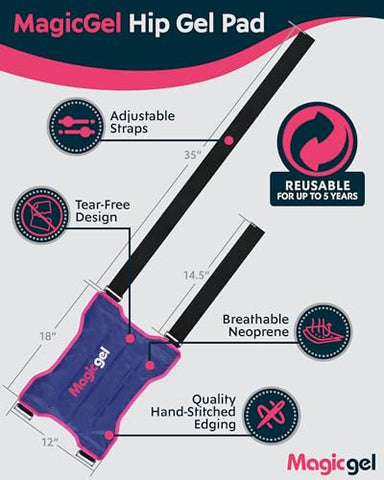 Bolsa de Gelo Reutilizável para Bursite no Quadril, Cirurgia de Substituição e Dor no Flexor do Quadril. Envoltório de Gelo para Alívio de Inflamação e Inchaço - Magic Gel