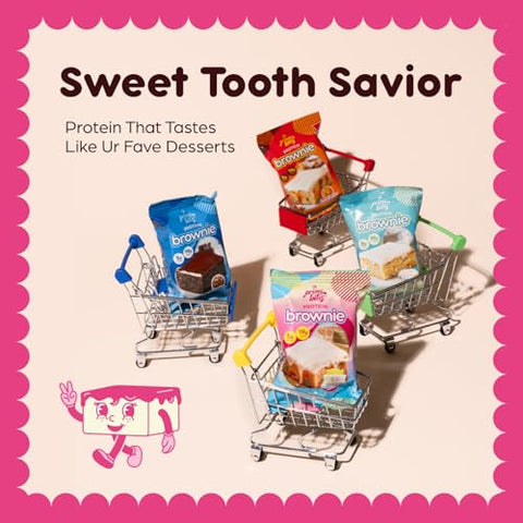 Brownie de Proteína Prime Bites da Alpha Prime Supplements | Alto teor de proteína, enriquecido com colágeno, lanche delicioso com baixo teor de açúcar | 12 barras por caixa (Pacote Variado)