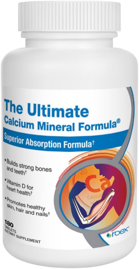 Vitamins | Fórmula Mineral de Cálcio Definitiva | Cálcio | Cabelo, Pele e Unhas | Comprimidos | 180 Unidades - Roex