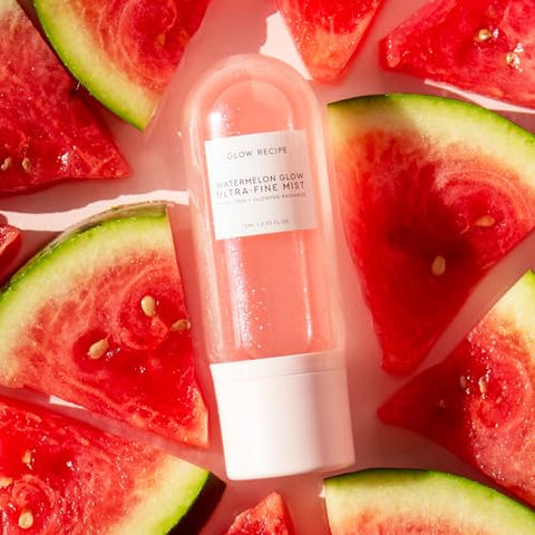 Watermelon Glow Ultra-Fine Facial Mist Spray – Bruma Facial Ultrafina de Melancia para Pele Fresca e Radiante – Bruma Facial Hidratante com Ácido Hialurônico, Hibisco AHA e Vitamina E – Melancia - Glow Recipe