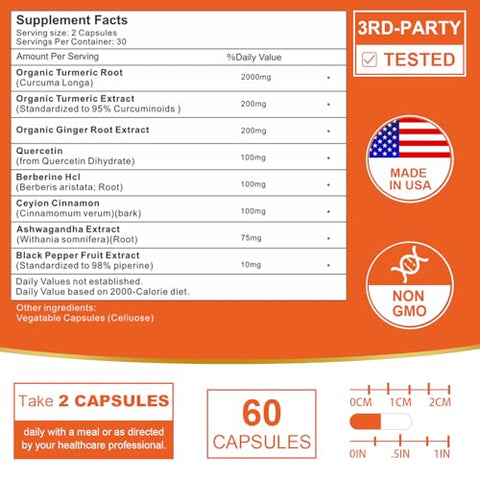 VITACRLLYNMN - Liposomal Turmeric Curcumin 2200MG com Pimenta Preta – 60 Cápsulas (Marca)