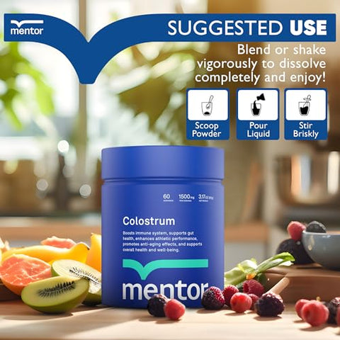 Suplemento em Pó de Colostro Orgânico Bovino para Saúde Intestinal, Crescimento Capilar, Beleza e Suporte Imunológico – Proteína de Colostro - Mentor