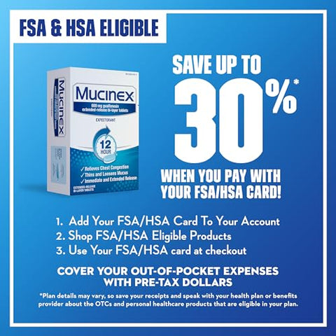 12 Horas 600 mg Guaifenesina Comprimidos de Liberação Prolongada para Alívio do Muco Excessivo, Auxilia na Remoção do Muco Excessivo, Alívio da Congestão Torácica, 40 Comprimidos Bi-Camada - Mucinex