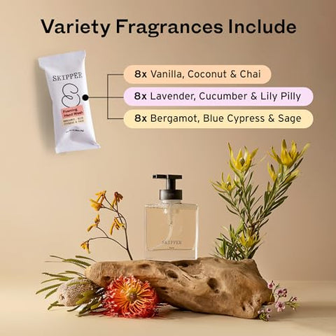 Recargas de Tabletes de Sabonete Líquido Espumante Tirtyl Skipper – Embalagem Compostável – Pack com 24 – 192 ml total (24x 8 ml) – Fragrâncias Variadas – Rebranding
