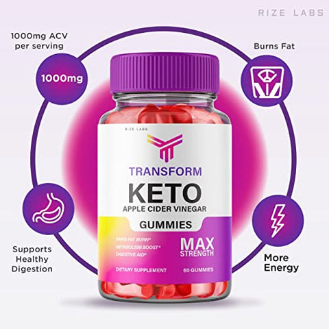 rize labs - Transform Gummies de Vinagre de Maçã Avançado com Keto (60 Gummies) – Transform Keto ACV Gummies