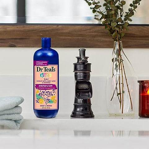 Dr Teal's - Dr Teal’s Kids Banho 3 em 1 de Sabugueiro: Banho de Espuma, Gel de Banho – 300ml