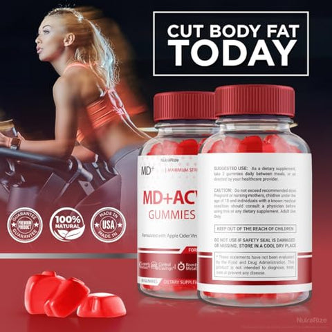 NutraRize - MD ACV Gummies – Gomas de Vinagre de Maçã MD, Gomas de Vinagre de Maçã MD e ACV para Perda de Peso Avançada, Suplemento de Força Máxima, Gomas de Vinagre de Maçã MD, Avaliações de MD Plus ACV (60 Gomas)