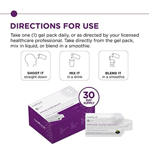 Immune Super Boost – Suplemento de Suporte Imunológico com Equinácea, Sabugueiro, Vitamina C, Zinco – MicroGel Impulsionador Imunológico para Adultos – Absorção Máxima – 30 Pacotes de Gel - Healthycell