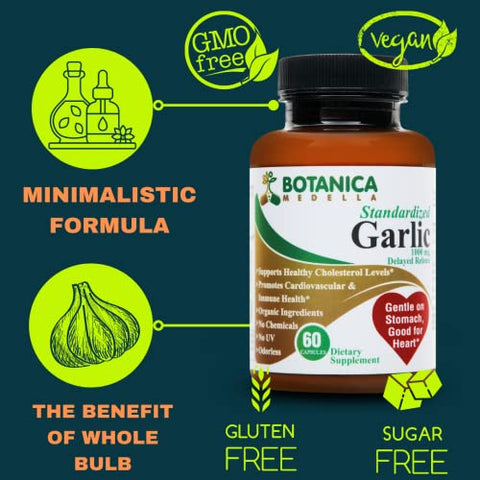 Botanica Medella - 12400 mcg Allicin – Testado por 3ª parte – Sem odor – Ingredientes orgânicos – Liberação prolongada – Fornecimento de 30 a 60 dias – Marca: [nome da marca]