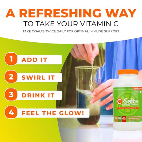 C-Salts - Pó de Vitamina C Tamponada – Suporte Imunológico de Alta Absorção com Ascorbato C, Amigo do Estômago, Sem Açúcar, Orgânico, Vegano, Não Transgênico, Sem Milho ou Sódio, Original – 100g