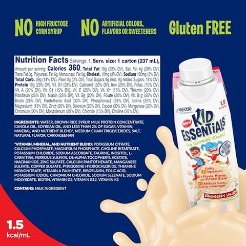 KID ESSENTIALS 1.5, Morango Refrescante, 240 ml (Pacote com 24 unidades) - BOOST