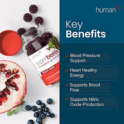 SuperBeets Gummies de Circulação – Energia Saudável para o Coração, Extrato de Semente de Uva - humanN