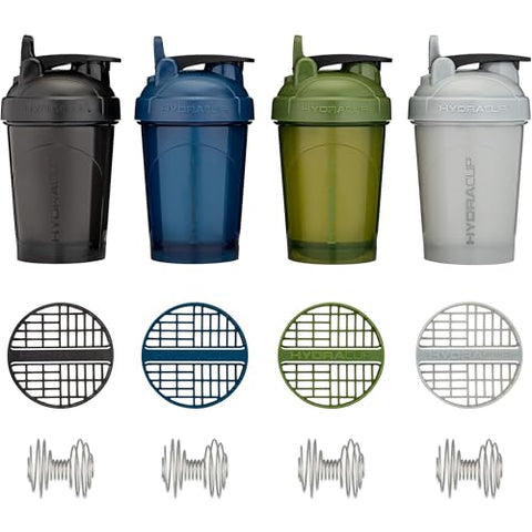 OG [4 Pack] Conjunto de 20 oz (591 ml) Garrafas Agitadoras Pequenas para Misturas de Proteínas, Copos Agitadores com Bola Misturadora, Viagem, Livre de BPA (Conjunto Multicolorido) - Hydra Cup