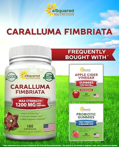 Caralluma Fimbriata 1200mg – 180 Cápsulas, Suplemento Natural para Perda de Peso, Supressor de Apetite à Base de Extrato de Raiz de Planta - aSquared Nutrition