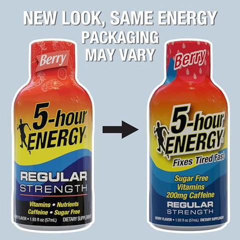 Tiro de Energia Regular, Sabor de Frutas Vermelhas, Zero Calorias – 30ml - 5-hour ENERGY