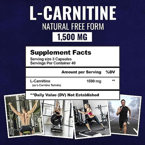 Benevolent Nourishment - Suplemento Premium de L-Carnitina Tartarato – 1500mg – Utilize Gordura como Energia com Tartarato, Ganho de Massa Muscular Magra, Aumente a Energia Natural, Suporte ao Metabolismo – Marca em Destaque