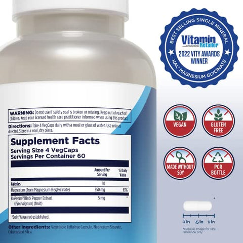 Magnesium Glycinate – Novo! Suplemento de Magnésio de Alta Absorção | 100g - KAL