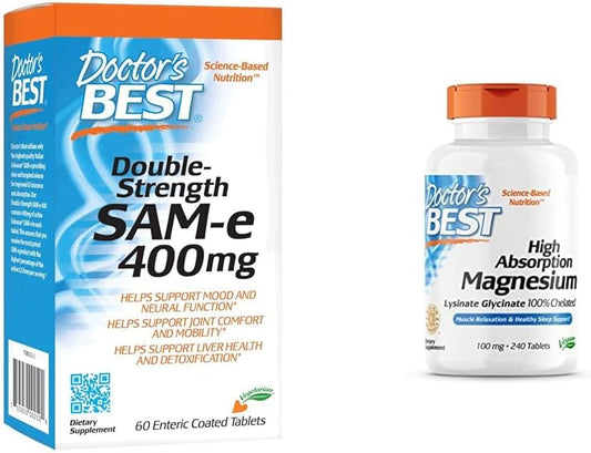 Doctor's BEST - Doctor’s BEST SAM-e 400 mg – Suporte para o Humor e Articulações, Vegano, Sem Glúten, Sem Soja, 60 Comprimidos Entéricos