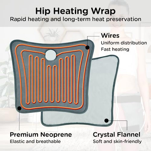 Aquecedor de Quadril Comfytemp para Alívio da Dor no Quadril/ Ciática – Suporte de Quadril Elegível para FSA HSA, Presentes de Aniversário para Mulheres/Homens/Mães, Aquecedor Elétrico para Costas Inferiores/Coxa/Nádegas, Quente