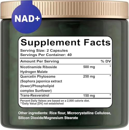 TAFUTY - NAD Liposomal Nicotinamide Riboside Resveratrol Quercetin 900mg – Energia, Foco, Anti-Envelhecimento | Alta Pureza | Marca em Destaque