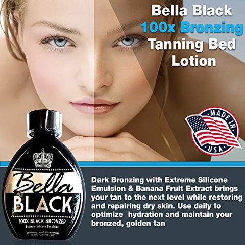 Dolce Vita - Bronzeador Bella Black 100X – Loção de Bronzeamento Premium com Emulsão de Silicone Extrema e Extrato de Banana – Resultados Instantâneos – Loção de Bronzeamento Escuro para Uso Interno