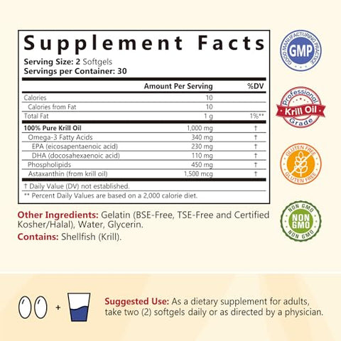 NatureMyst - Óleo de Krill Profissional, Antártico de Alta Qualidade, 60 Softgels Líquidos, Livre de Transgênicos, Sem Glúten, Fabricado nos EUA