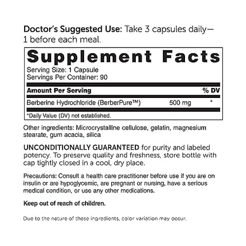DR.WHITAKER - Dr. Whitaker Berberine Clínico de Grau | 1.500mg Por Porção Diária | Suprimento de 30 Dias