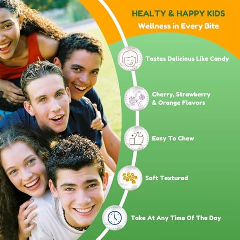 SHIFAA NUTRITION - Halal Kids Multivitamin Gummies | Suprimento de 45-90 Dias | Vitaminas Essenciais para Crianças | Vitamina C, D, Zinco, A, E, B6, B12, Biotina | Gomas Halal para Crianças