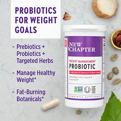 Probiótico para Gerenciamento de Peso – 60 ct (2 Meses de Fornecimento), Probióticos para Homens - New Chapter