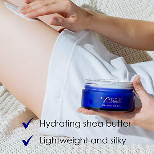 Premier by Dead Sea Premier - Premier Dead Sea Manteiga Corporal Aromática – Leite e Mel, Cuidados Anti-Envelhecimento para a Pele, Hidratante com Manteiga de Karité, Firmeza, Manchas de Idade, Pescoço – 100g