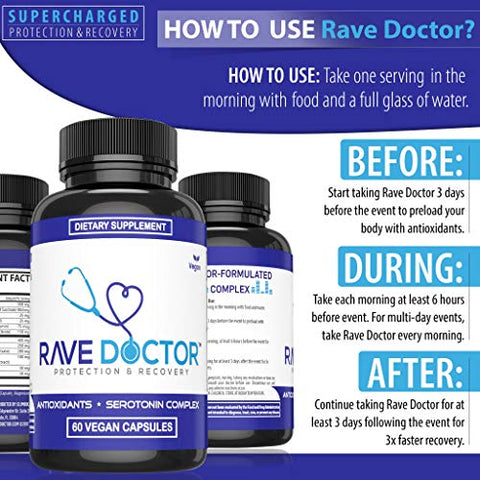 Suplemento Rave Doctor 5 HTP – Vitaminas Essenciais para Rave, Acessórios Rave, Essenciais para Festivais, Equipamentos para Festivais, Rave Essentials, Suplemento 5htp