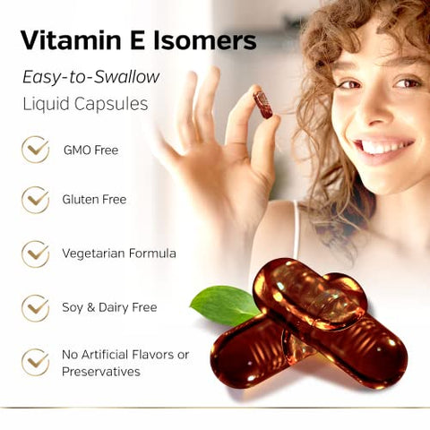 Premium Annatto Tocotrienol – DeltaGold – Vitamina E Tocotrienóis 300 mg – Suporte ao Fígado, Imunidade – 300 g - Sunergetic