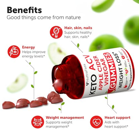 NuttraFaza INC - Keto ACV Gummies Avançado para Perda de Peso – Gomas de ACV Keto para Perda de Peso – Suplemento de Gomas Keto para Dieta – Vinagre de Maçã Kelly Clarkson – Fabricado nos EUA