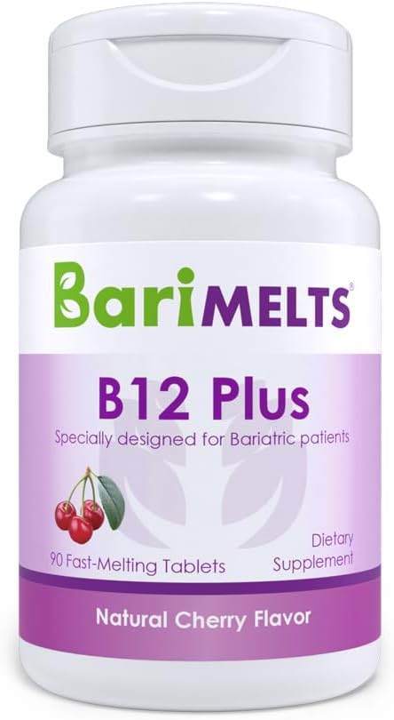 Vitamina B12 Plus – Suprimento de 3 Meses (90 Comprimidos de Dissolução Rápida) – Vitaminas Pós-Operatórias para Bariátrica com Methylcobalamin B12, Vitamina B6, Folato Metilado e Biotina - BariMelts