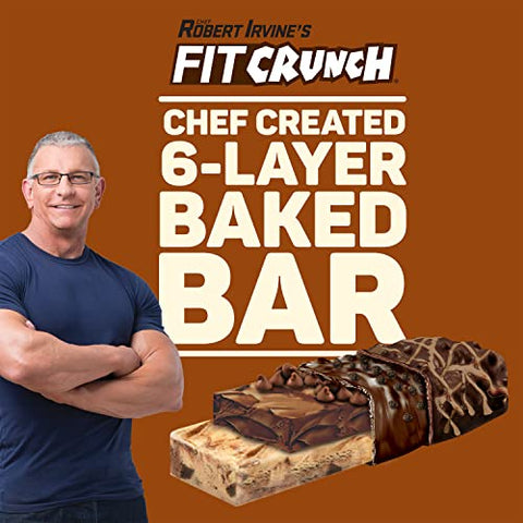 Fit Crunch - FITCRUNCH Barras de Proteína Tamanho Lanche, Criadas por Robert Irvine, Única Barra Assada de 6 Camadas do Mundo, 3g de Açúcar