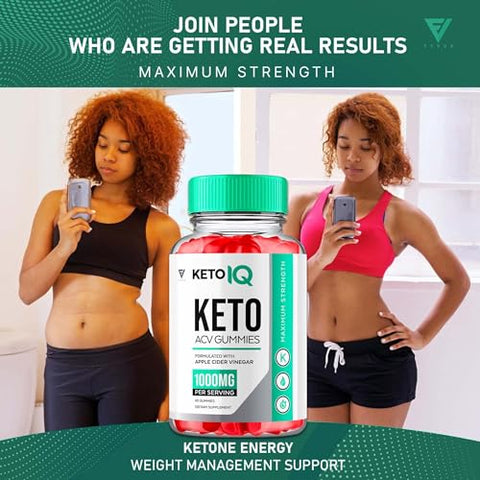 Fyvus - (2 Pacotes) Gomas Keto IQ KetoIQ ACV, Perda de Peso Avançada com Vinagre de Maçã Keto ACV, Fórmula de Vitaminas de Vinagre de Maçã Keto IQ, Suplemento Gummy Keto ACV 1000MG Folic