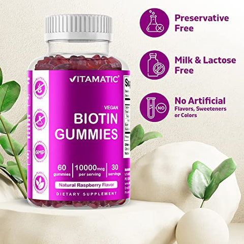 Gomas de Biotina 10.000 mcg para Cabelos e Pele Fortes - Vitamatic