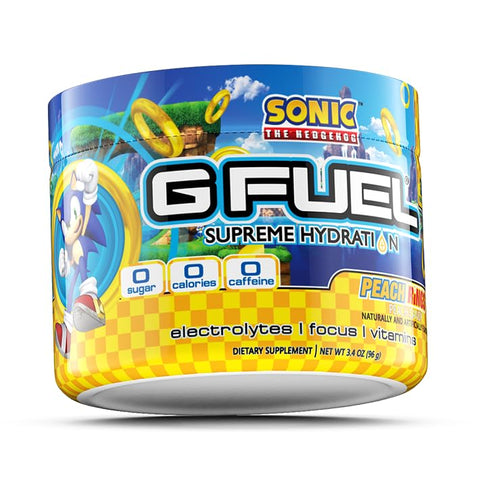 Pó de Eletrólitos de Peach Rings do Sonic, Mistura de Água para Hidratação, Energia e Foco, Sem Açúcar, Suplemento de Zero Cafeína com Minerais Essenciais, Sabor de Peach Rings, 3.4g - G Fuel