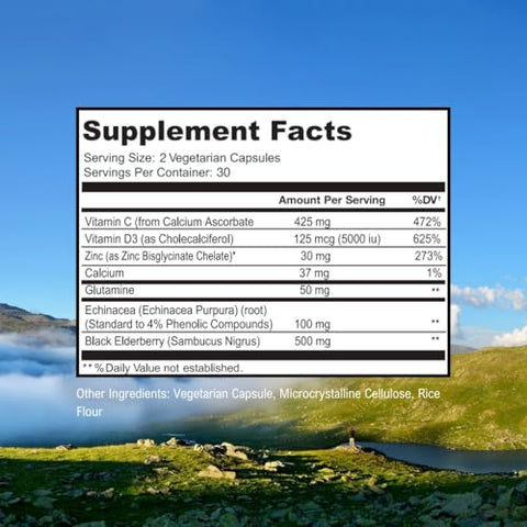 Scimera Bioscience - ScimeraMD® – Suplemento de Suporte Imunológico ZincMD com Zinco, Sabugueiro, Vitamina C, Vitamina D e Equinácea, 60 CT