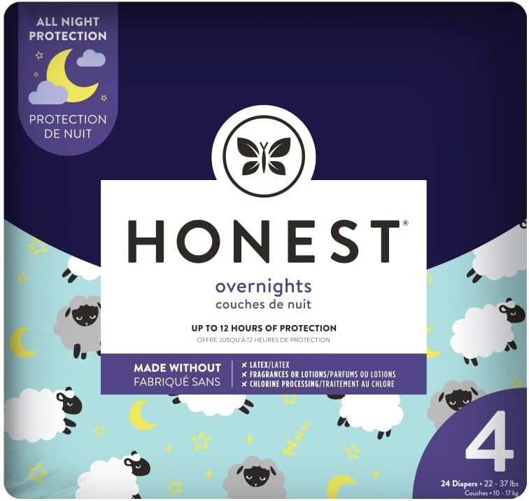 Honest Tea - Fraldas Noturnas Honest, Soninho de Ovelha, Tamanho 4-24 un